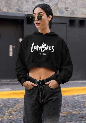 LowBros Car Club script cropped hoodie (black) | Cape Town car collective